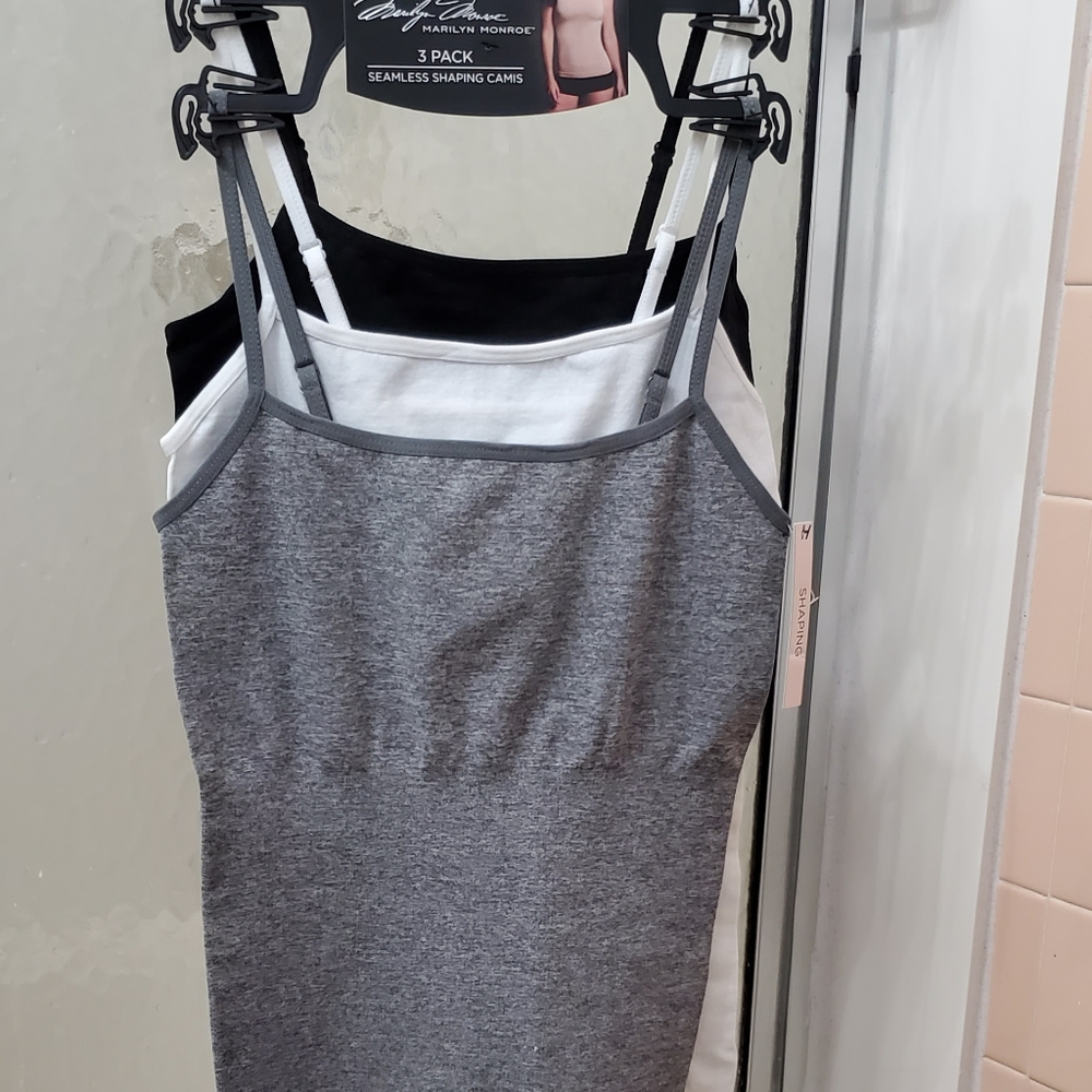 COPY - NWT MarylynMonroe 3PK Spaghetti Sleeves Seamless Shaping Camis;B/W/G;Sz …